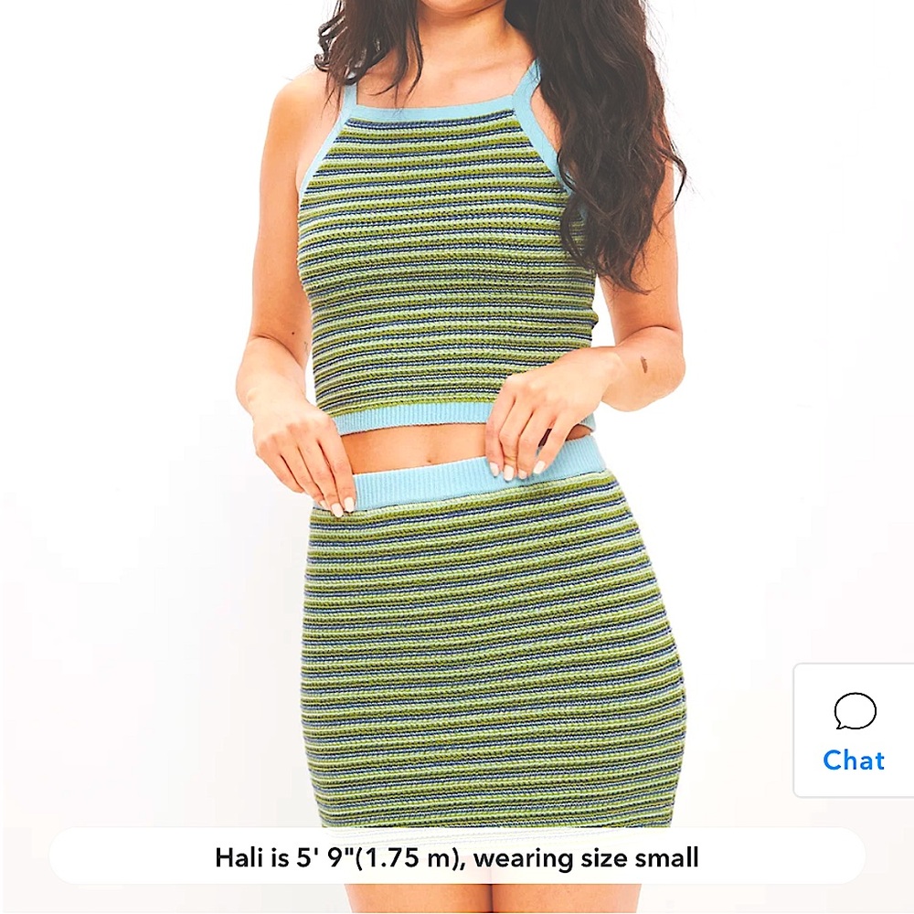 American eagle outfitters size XS crop top and mini skirt set bodycon striped
